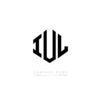 IUL letter logo design with polygon shape. IUL polygon and cube shape logo design. IUL hexagon vector logo template white and black colors. IUL monogram, business and real estate logo.