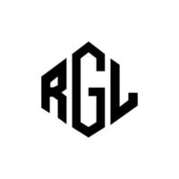RGL letter logo design with polygon shape. RGL polygon and cube shape logo design. RGL hexagon vector logo template white and black colors. RGL monogram, business and real estate logo.