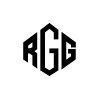 RGG letter logo design with polygon shape. RGG polygon and cube shape logo design. RGG hexagon vector logo template white and black colors. RGG monogram, business and real estate logo.