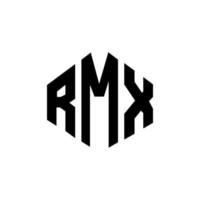 RMX letter logo design with polygon shape. RMX polygon and cube shape logo design. RMX hexagon vector logo template white and black colors. RMX monogram, business and real estate logo.