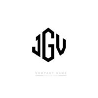 JGV letter logo design with polygon shape. JGV polygon and cube shape logo design. JGV hexagon vector logo template white and black colors. JGV monogram, business and real estate logo.