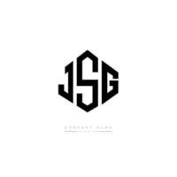 JSG letter logo design with polygon shape. JSG polygon and cube shape logo design. JSG hexagon vector logo template white and black colors. JSG monogram, business and real estate logo.