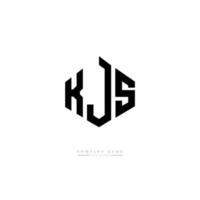 KJS letter logo design with polygon shape. KJS polygon and cube shape logo design. KJS hexagon vector logo template white and black colors. KJS monogram, business and real estate logo.