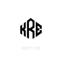 KRE letter logo design with polygon shape. KRE polygon and cube shape logo design. KRE hexagon vector logo template white and black colors. KRE monogram, business and real estate logo.