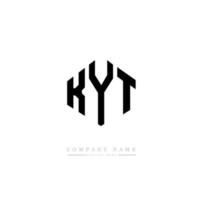 KYT letter logo design with polygon shape. KYT polygon and cube shape logo design. KYT hexagon vector logo template white and black colors. KYT monogram, business and real estate logo.