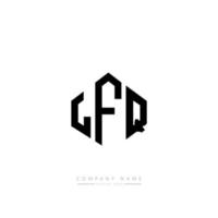 LFQ letter logo design with polygon shape. LFQ polygon and cube shape logo design. LFQ hexagon vector logo template white and black colors. LFQ monogram, business and real estate logo.