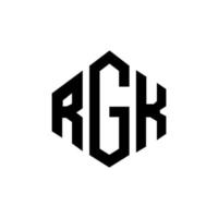 diseño de logotipo de letra rgk con forma de polígono. diseño de logotipo en forma de cubo y polígono rgk. rgk hexagon vector logo plantilla colores blanco y negro. monograma rgk, logotipo comercial e inmobiliario.