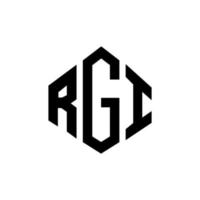 diseño de logotipo de letra rgi con forma de polígono. diseño de logotipo en forma de cubo y polígono rgi. rgi hexágono vector logo plantilla colores blanco y negro. monograma rgi, logotipo comercial e inmobiliario.
