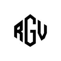 RGV letter logo design with polygon shape. RGV polygon and cube shape logo design. RGV hexagon vector logo template white and black colors. RGV monogram, business and real estate logo.