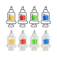 full syringe color variation line art vector