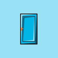 ilustration simple blue door with one square vector