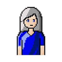 ilustration pixel art 8bit anime girl with silver hair vector