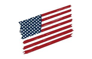 American flag with brush paint textured vector