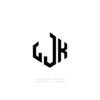 diseño de logotipo de letra ljk con forma de polígono. Diseño de logotipo de forma de cubo y polígono ljk. ljk hexágono vector logo plantilla colores blanco y negro. Monograma ljk, logotipo empresarial y inmobiliario.