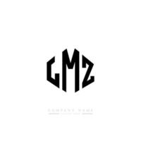 Diseño de logotipo de letra lmz con forma de polígono. Diseño de logotipo en forma de cubo y polígono lmz. lmz hexágono vector logo plantilla colores blanco y negro. Monograma lmz, logotipo empresarial y inmobiliario.