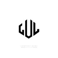LUL letter logo design with polygon shape. LUL polygon and cube shape logo design. LUL hexagon vector logo template white and black colors. LUL monogram, business and real estate logo.