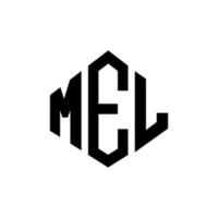 MEL letter logo design with polygon shape. MEL polygon and cube shape logo design. MEL hexagon vector logo template white and black colors. MEL monogram, business and real estate logo.