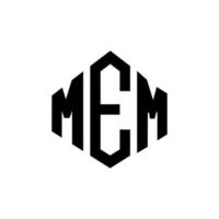 MEM letter logo design with polygon shape. MEM polygon and cube shape logo design. MEM hexagon vector logo template white and black colors. MEM monogram, business and real estate logo.