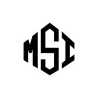 diseño de logotipo de letra msi con forma de polígono. Diseño de logotipo en forma de cubo y polígono msi. msi hexagon vector logo plantilla colores blanco y negro. monograma msi, logotipo empresarial y inmobiliario.
