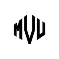 MVU letter logo design with polygon shape. MVU polygon and cube shape logo design. MVU hexagon vector logo template white and black colors. MVU monogram, business and real estate logo.