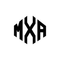MXA letter logo design with polygon shape. MXA polygon and cube shape logo design. MXA hexagon vector logo template white and black colors. MXA monogram, business and real estate logo.