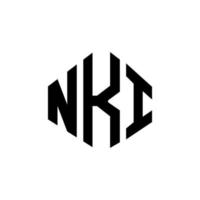 NKI letter logo design with polygon shape. NKI polygon and cube shape logo design. NKI hexagon vector logo template white and black colors. NKI monogram, business and real estate logo.
