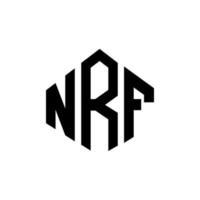 diseño de logotipo de letra nrf con forma de polígono. Diseño de logotipo en forma de cubo y polígono nrf. Nrf hexágono vector logo plantilla colores blanco y negro. Monograma nrf, logotipo comercial e inmobiliario.