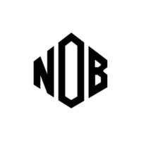 NOB letter logo design with polygon shape. NOB polygon and cube shape logo design. NOB hexagon vector logo template white and black colors. NOB monogram, business and real estate logo.