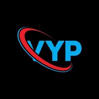 logotipo de vyp. carta vip. diseño del logotipo de la letra vyp. logotipo de iniciales vyp vinculado con círculo y logotipo de monograma en mayúsculas. tipografía vyp para tecnología, negocios y marca inmobiliaria. vector