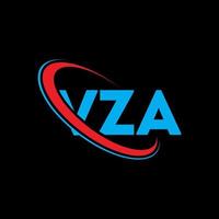 logotipo vza. letra vza. diseño del logotipo de la letra vza. logotipo de iniciales vza vinculado con círculo y logotipo de monograma en mayúsculas. tipografía vza para tecnología, negocios y marca inmobiliaria. vector