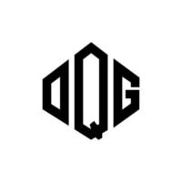 OQG letter logo design with polygon shape. OQG polygon and cube shape logo design. OQG hexagon vector logo template white and black colors. OQG monogram, business and real estate logo.