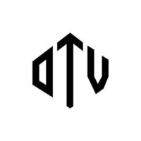 OTV letter logo design with polygon shape. OTV polygon and cube shape logo design. OTV hexagon vector logo template white and black colors. OTV monogram, business and real estate logo.