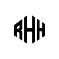 diseño de logotipo de letra rhh con forma de polígono. diseño de logotipo en forma de cubo y polígono rhh. rhh hexágono vector logo plantilla colores blanco y negro. monograma rhh, logotipo comercial e inmobiliario.