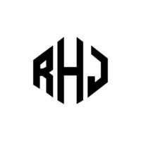 RHJ letter logo design with polygon shape. RHJ polygon and cube shape logo design. RHJ hexagon vector logo template white and black colors. RHJ monogram, business and real estate logo.