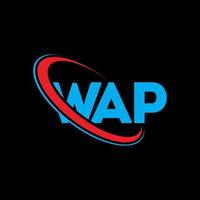 logotipo de wap. carta wap. diseño de logotipo de letra wap. logotipo de wap de iniciales vinculado con círculo y logotipo de monograma en mayúsculas. tipografía wap para tecnología, negocios y marca inmobiliaria. vector