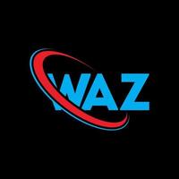 WAZ logo. WAZ letter. WAZ letter logo design. Initials WAZ logo linked with circle and uppercase monogram logo. WAZ typography for technology, business and real estate brand. vector