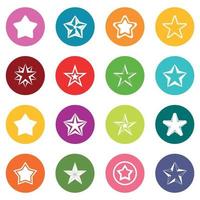 Star icons many colors set vector