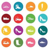 Shoe icons many colors set
