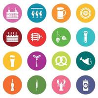 Beer icons many colors set vector