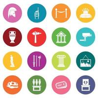 Museum icons many colors set vector