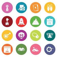 April fools day icons many colors set vector