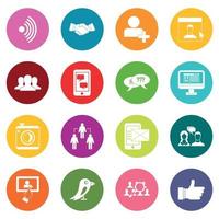 Social network icons many colors set vector