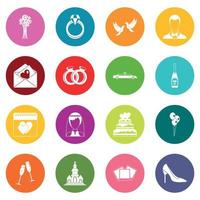 Wedding icons many colors set vector