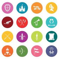 Knight medieval icons many colors set vector