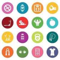 Fitness icons many colors set