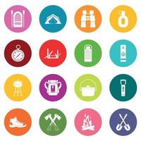 Recreation tourism icons many colors set vector