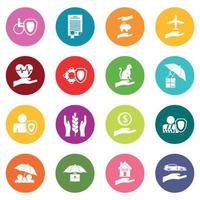 Insurance icons many colors set vector