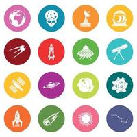 Space icons many colors set vector