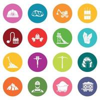 Miner icons many colors set vector