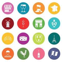 France travel icons many colors set vector